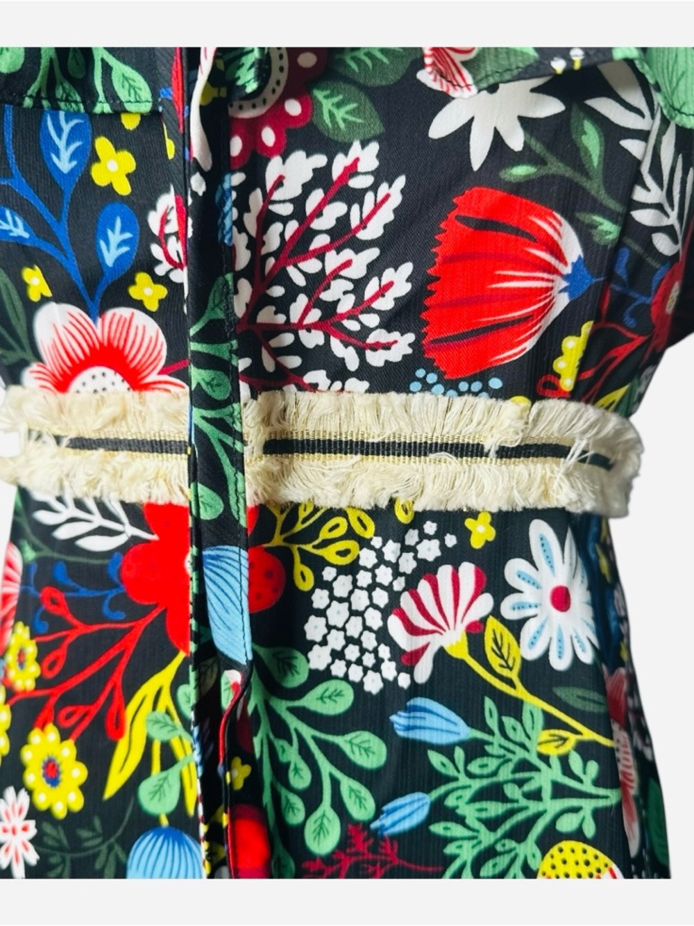ModCloth Traffic People 60s Floral Fringe Maxi Dress Size XS NEW - Picture 4 of 16